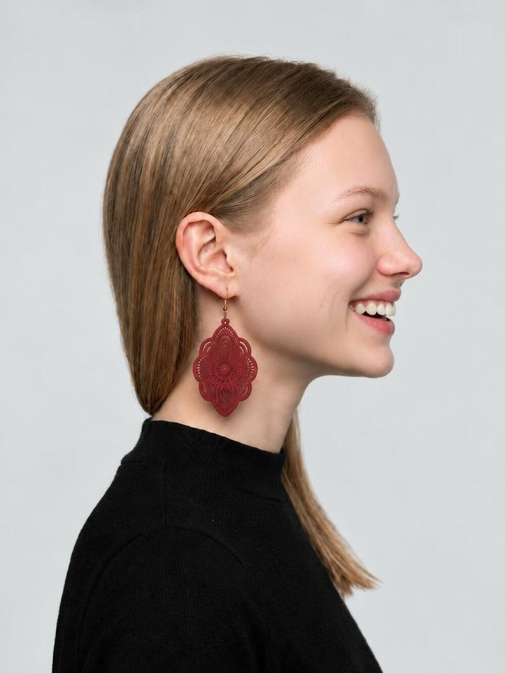 Laser Cut Wooden Bohemian Earrings 3.5” NWOT